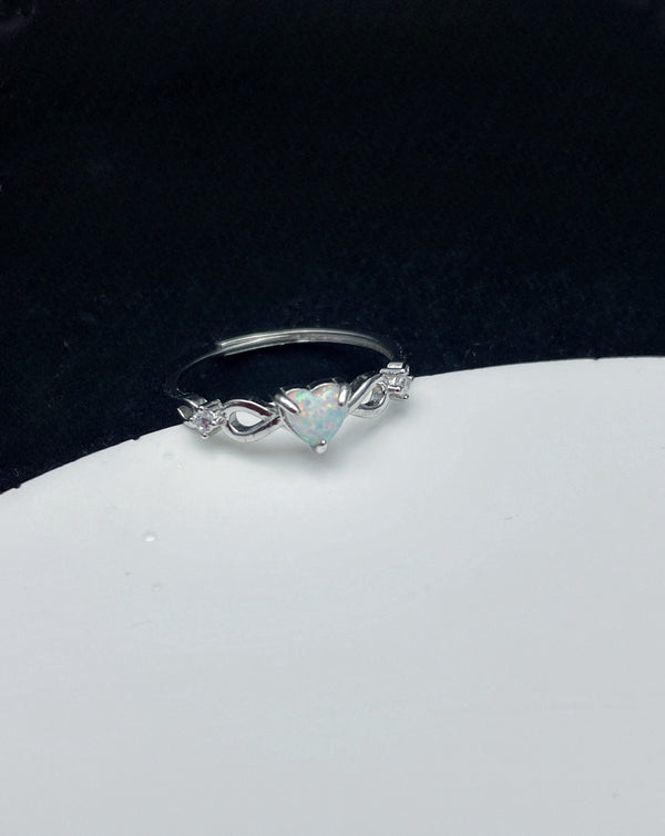 Rainbow Heart Silver Ring